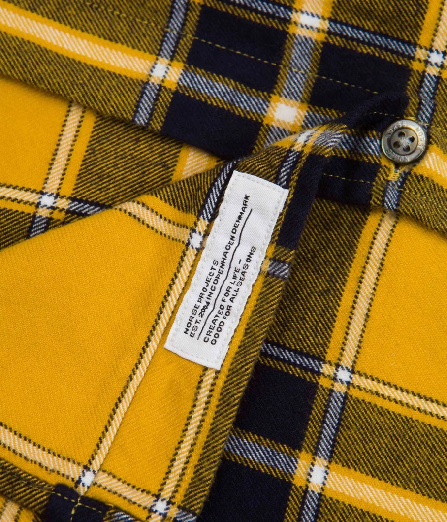Norse Projects Anton Brushed Flannel Shirt for Men - Checkered Plaid Long Sleeve Casual Shirt