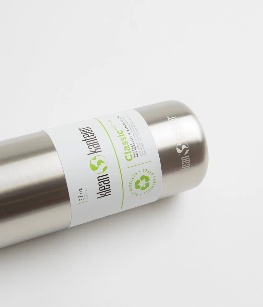 Klean Kanteen Classic 800ml Stainless Steel Water Bottle with Sports Cap - Leak Proof & BPA Free