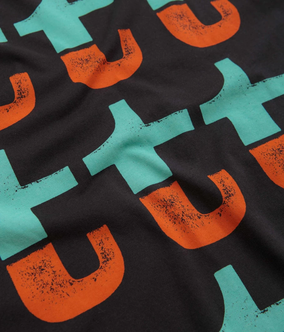 The Trilogy Tapes Men's Orange and Turquoise Graphic Long Sleeve T-Shirt