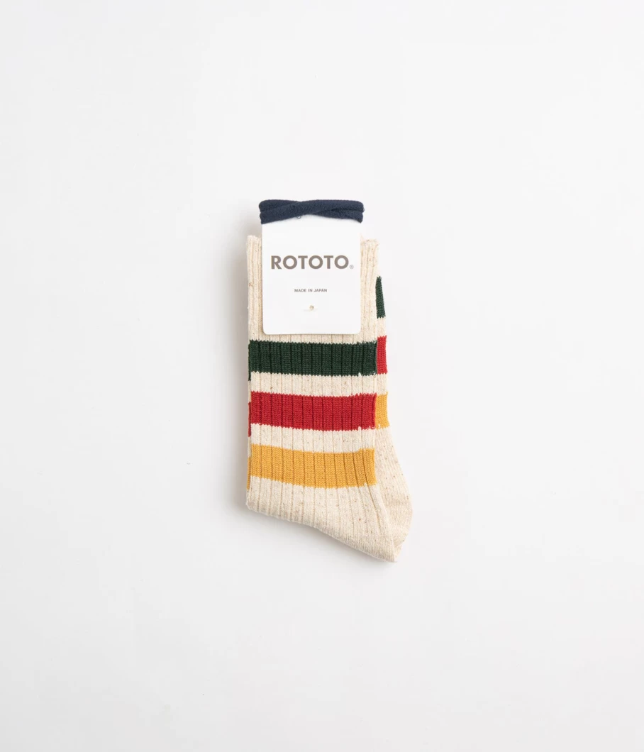 RoToTo Men's Striped Casual Socks - Comfortable Breathable Athletic Crew Socks for Daily Wear